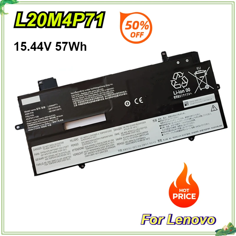 L20M4P71 Аккумулятор для ноутбука 15,44 В 57 Втч для Lenovo Thinkpad L20D4P71 L20L4P71 5B10W13972 ThinkPad X1 Carbon 9th Yoga G6 6-го поколения 20XW