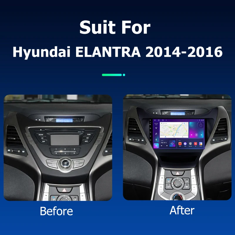 Фото Автомобильный радиоприемник Android Carplay для Hyundai ELANTRA 2014 2016, GPS-навигатор, мультимедийный плеер, стерео экран, магнитофон, голова №2