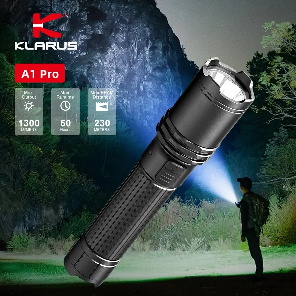 Фото Klarus A1 pro светодиодный фонарик высокой мощности IPX6 водонепроницаемый прожектор для самообороны и кемпинга с 3 режимами USB-C перезаряжаемый №3