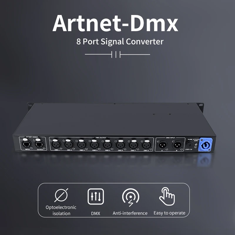 Artnet Dmx 8-полосный сетевой расширитель Выход 8x512 4096 каналов для Satge Dj Контроллер освещения Artnet To DMX Node DJ Disco Stage (art.: 3920d1cfd1947) - 3920d1cfd1947