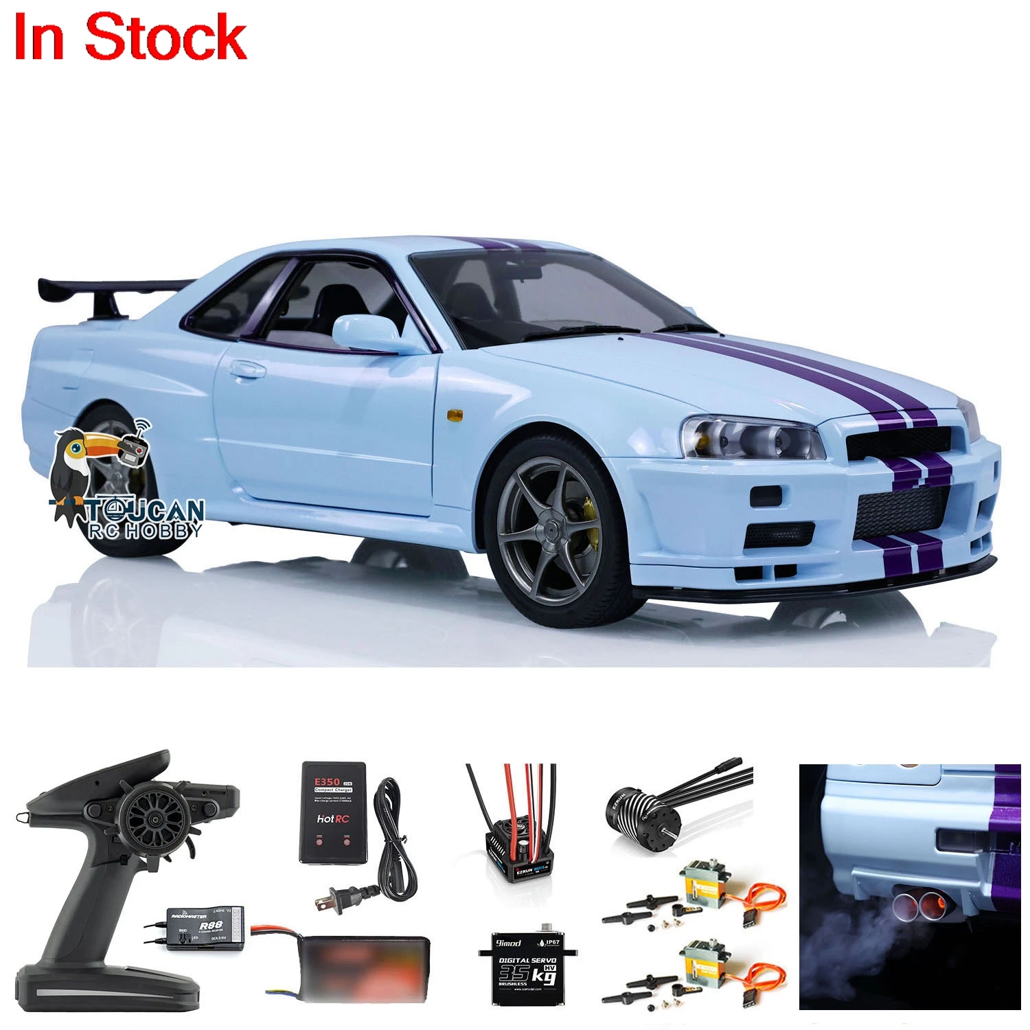 Фото В наличии Capo R34 1/8 4WD RC Racing Cars Высокоскоростные металлические RTR Drift Cars Звуковое курение DIY Радиоуправление Готовая модель THZH1743 №3