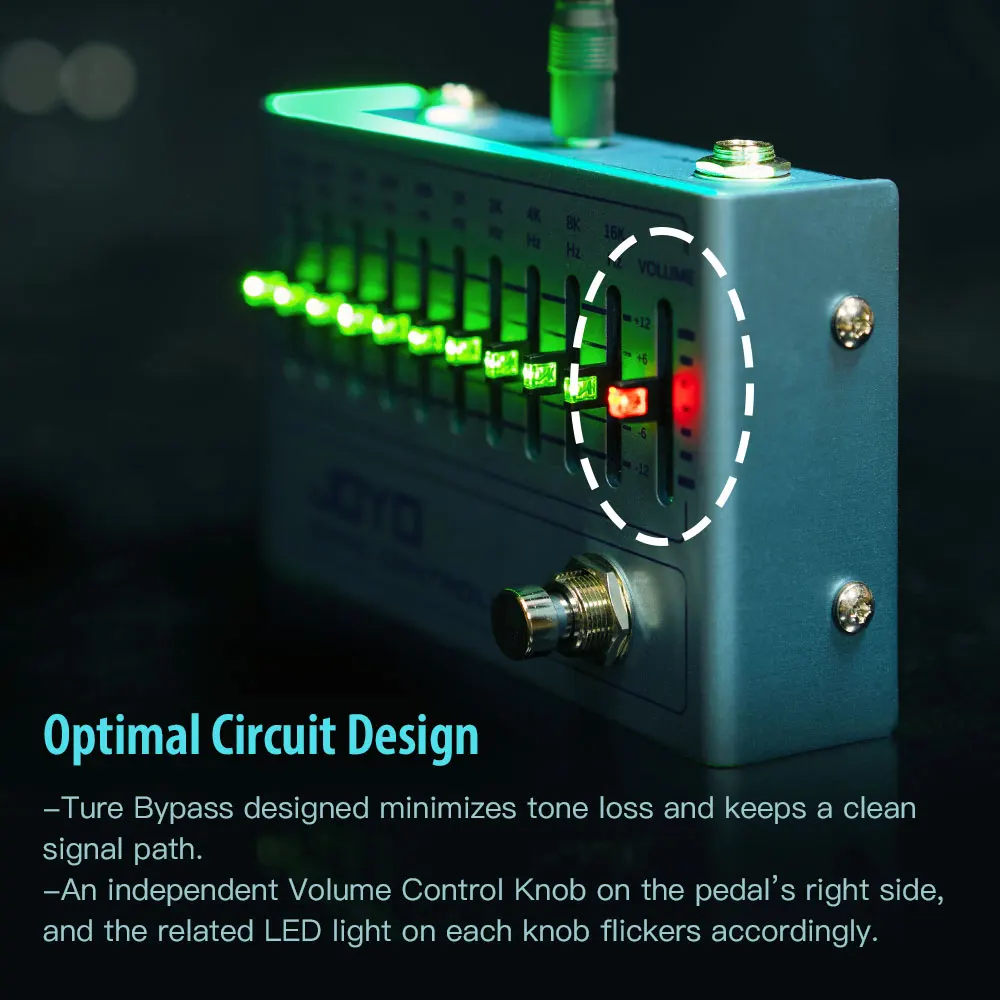 Фото JOYO R-12 BAND CONTROLLER, эквалайзер, гитарная педаль, 10-полосный эквалайзер, диапазон крышки эффектов от 31,25 Гц до 16 Гц, аксессуары для гитары и баса №5