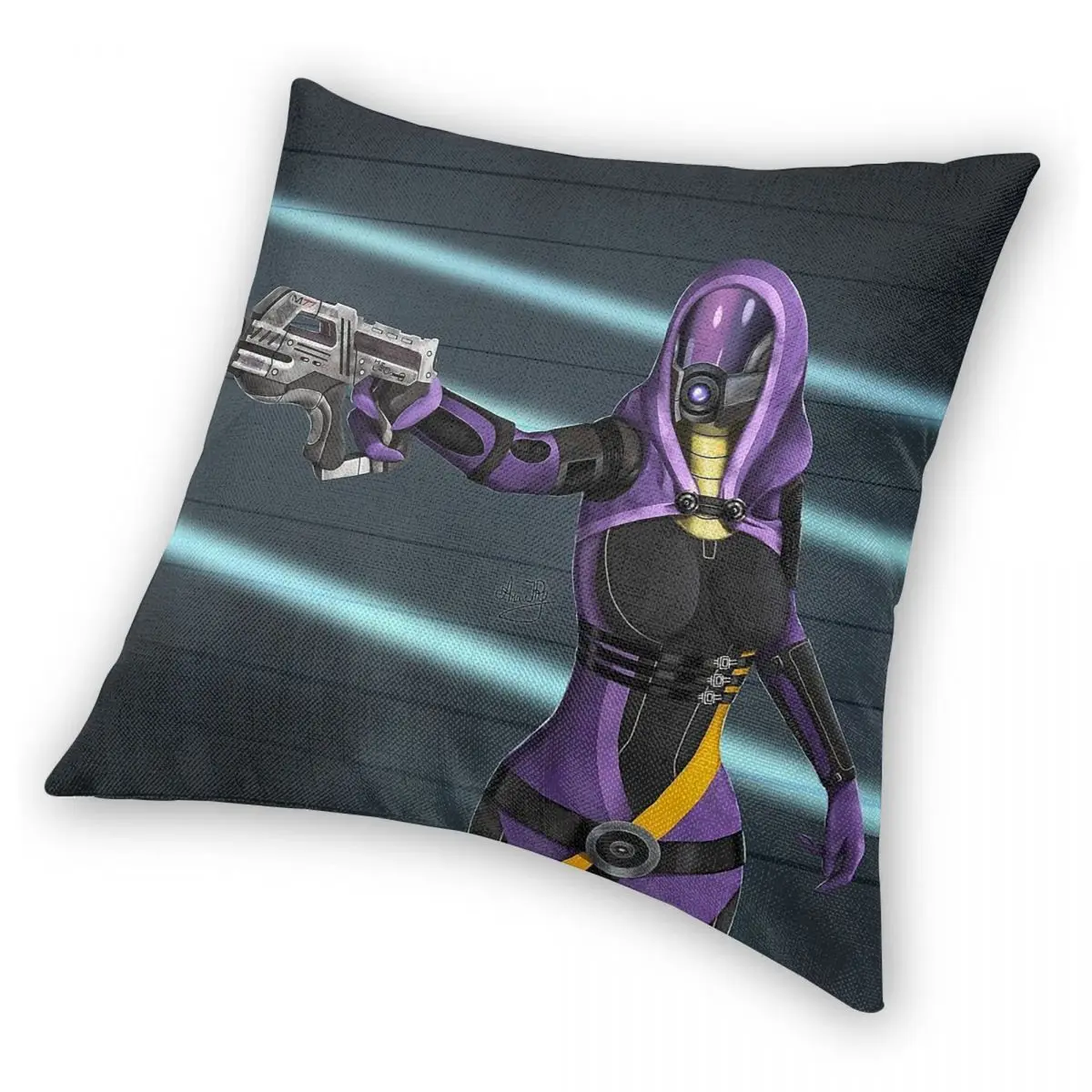 Фото Квадратная наволочка Mass Effect Tali'Zorah, полиэстер, лен, бархат, креативная декоративная наволочка на молнии, чехол для диванной подушки №4