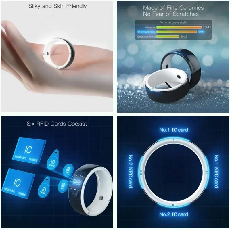 Smart Ring Smart Wearable Device, 125 кГц 13,56 МГц NFC 6 RFID-карт Jakcom R5 Smart Sharing для телефонов GPS ID IC IOS Android WP