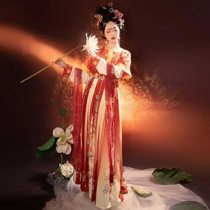 ‌ Комплект Hanfu Dynasty Tang — топ с перекрестным воротником и высокой талией, юбка и шарф, костюм Dunhuang для восточных танцев для женщин (art.: 3920d1a823c12) - 3920d1a823c12