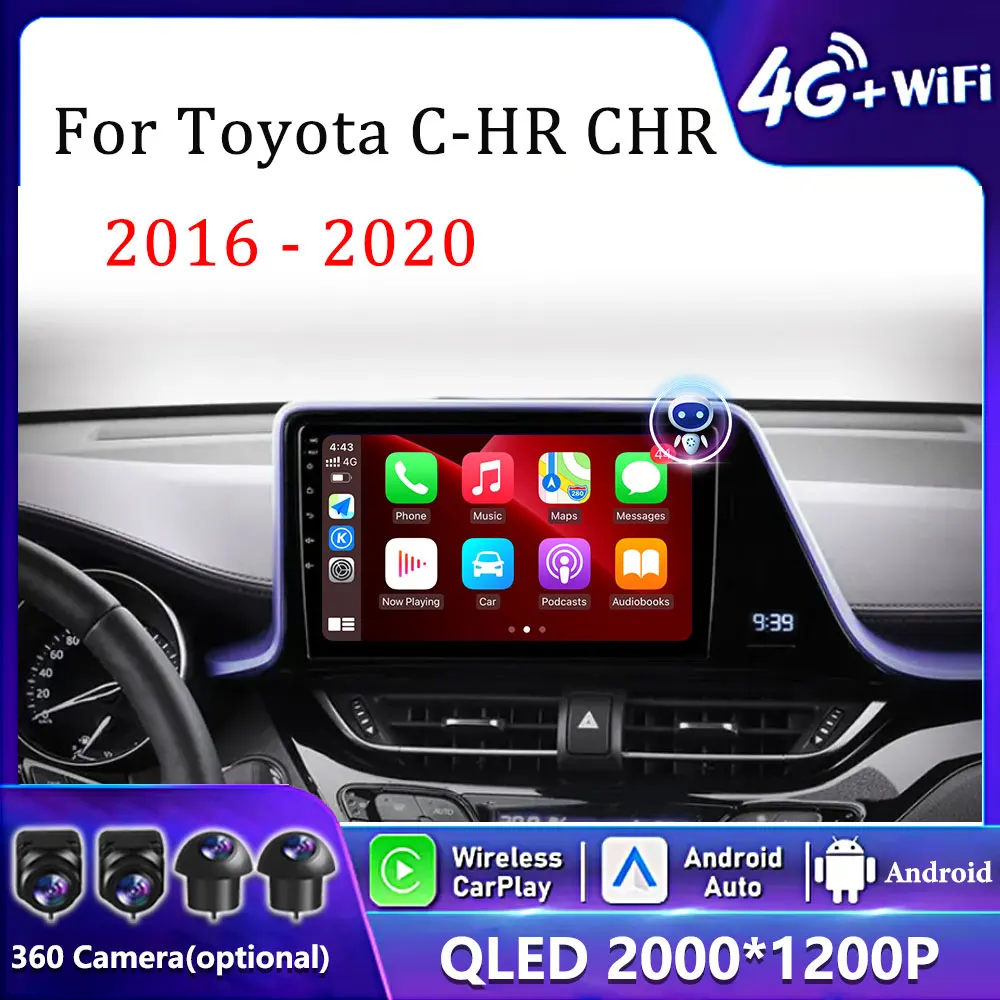 Автомобильный радиоприемник Android 15, мультимедийный плеер для Toyota C-HR CHR 2016 2017 2018 2019 2020, авто Carplay, автомобильная стереосистема Wi-Fi + 4G Ai Voice BT