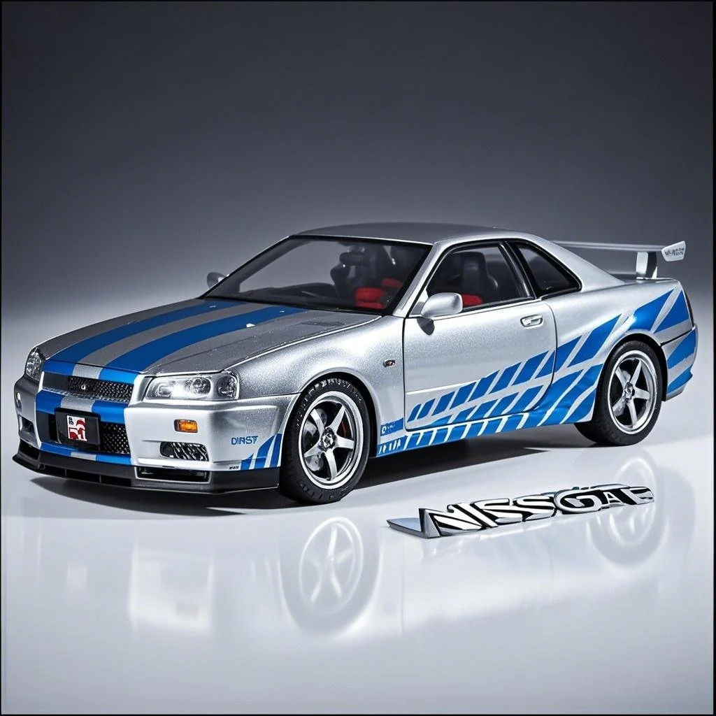 Большой размер 1:18 Skyline Ares GTR GT-R R34, модель спортивного автомобиля из сплава, литье под давлением, металлический гоночный автомобиль, модель звука, свет, подарки для детей