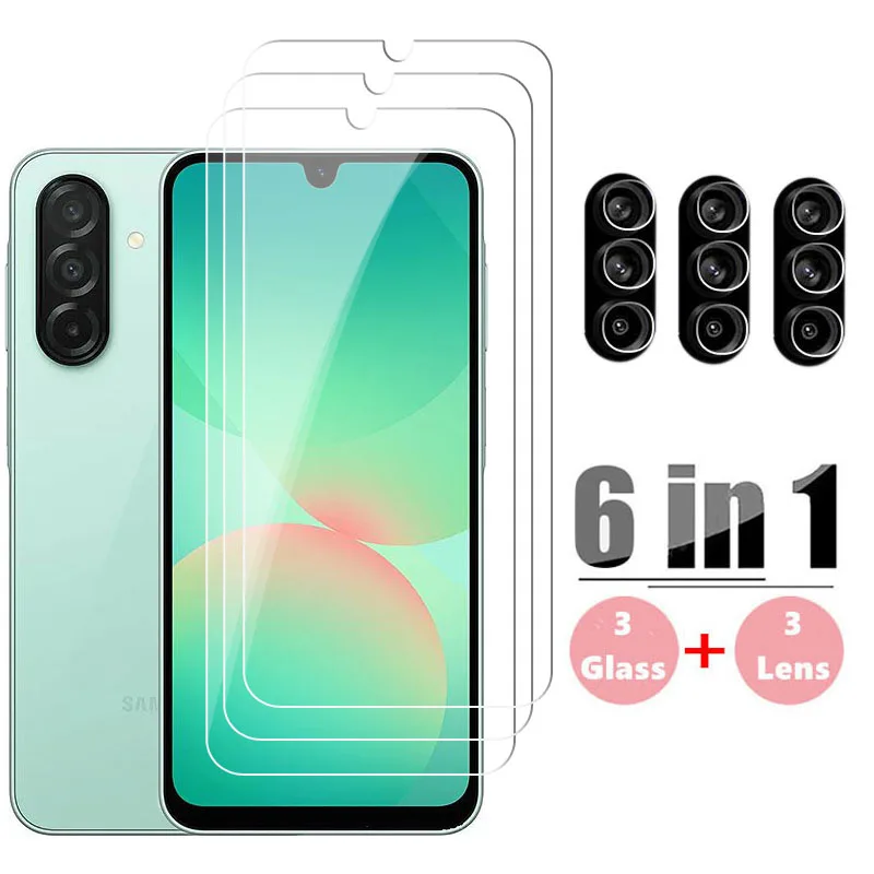 6в1 Full Gule Glass для Samsung Galaxy A26 Защитная пленка для экрана Galaxy A26 Закаленное стекло Защитная пленка для объектива телефона Samsung A26