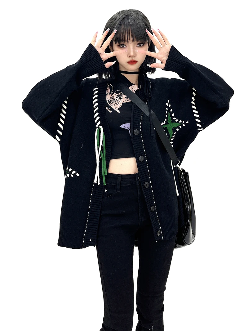 Фото REDDACHiC Harajuku однотонные черные джинсы в комплекте брюки гранж Y2k уличная одежда расклешенные брюки с рюшами по подолу женские брюки Acubi Fashion №5
