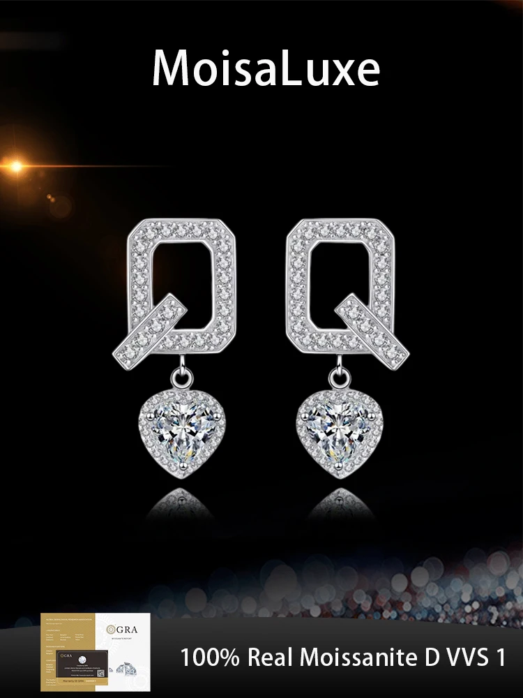 Официальный магазин MoisaLuxe GRA Moissanite PlataQ, простые серьги из чистого серебра 925, модные украшения для женщин, которые можно носить