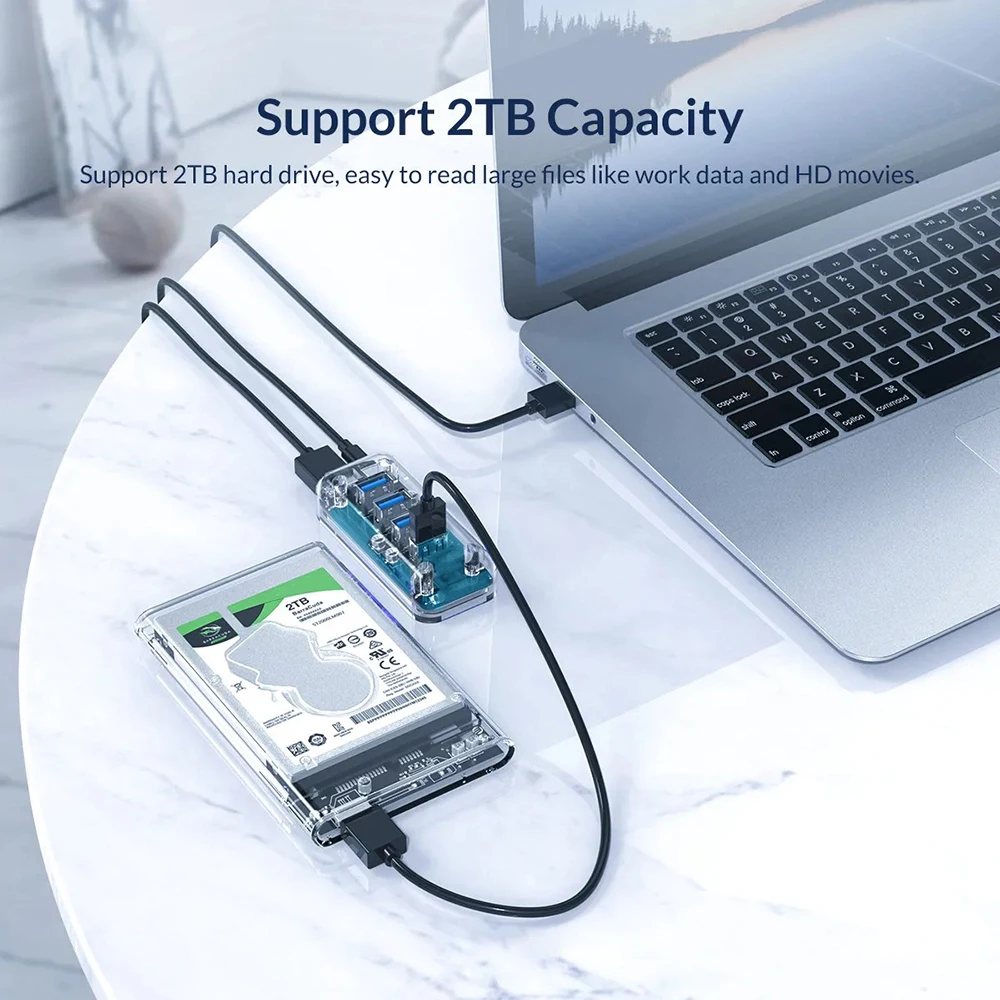 Фото USB-концентратор 4 в 1, прозрачный, 5 Гбит/с №5
