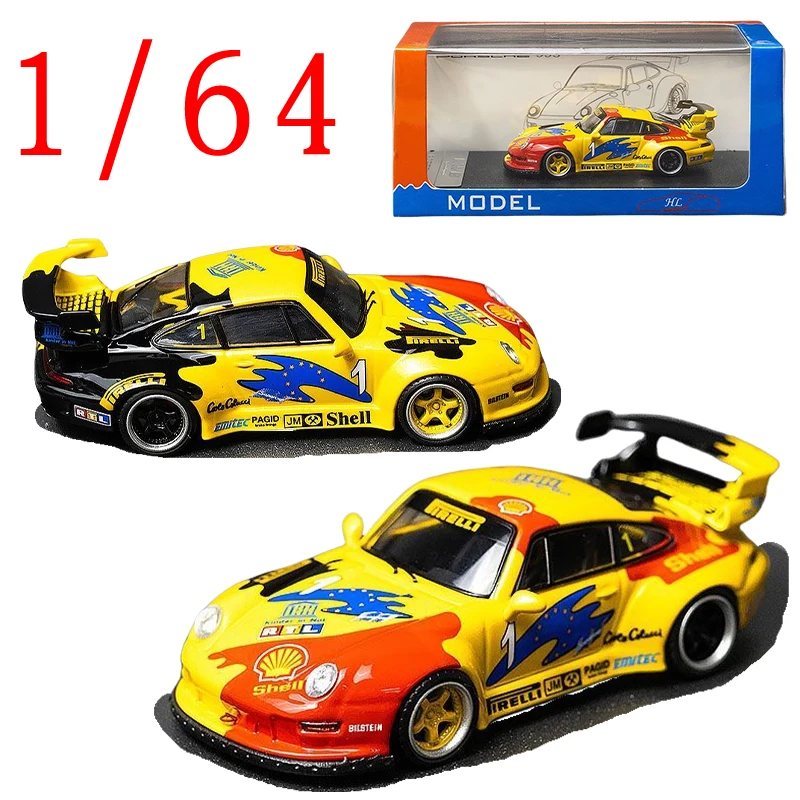 HL Литой автомобиль в масштабе 1/64 Porsche 993 RWB Модель спортивного автомобиля с широким корпусом из сплава Porsche 993 RWB Модель транспортных средств Игрушки для мальчика