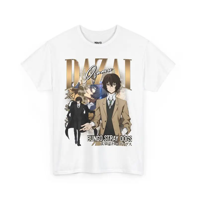 Фото Новая модель 2025 года, винтажная футболка унисекс с аниме Dazai Osamu, рубашка Bungo Stray gs, рубашка BSD Manga №2
