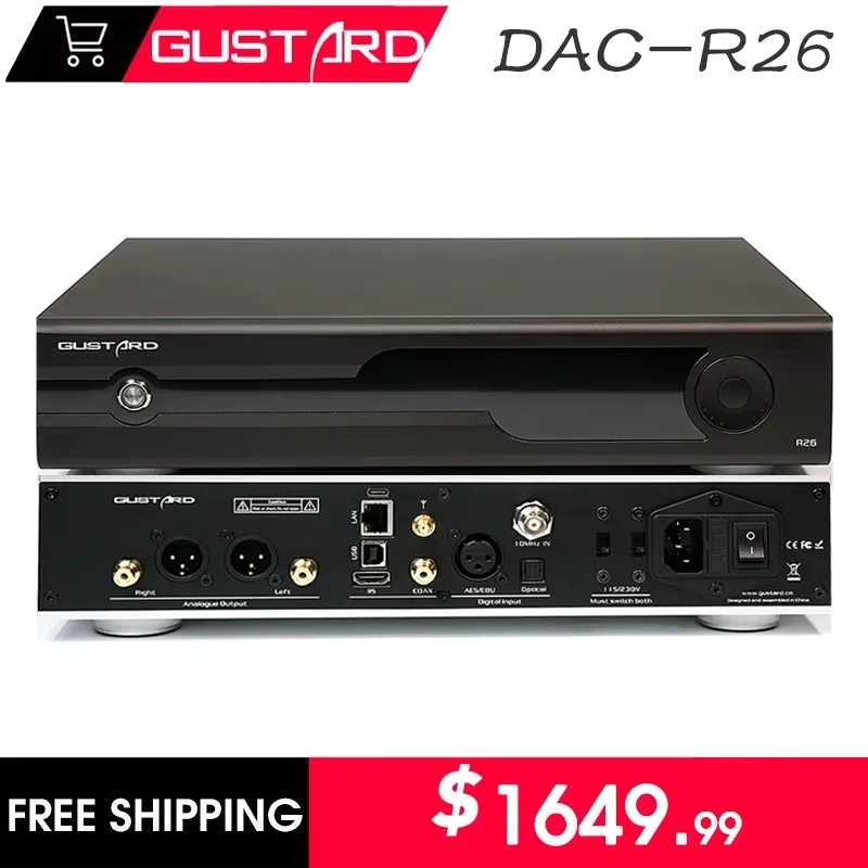 GUSTARD R2R ЦАП DAC-R26 Дискретный цифровой аудио музыкальный декодер без потерь с стримером 10 м Часы в DSD512 PCM768 кГц Bluetooth
