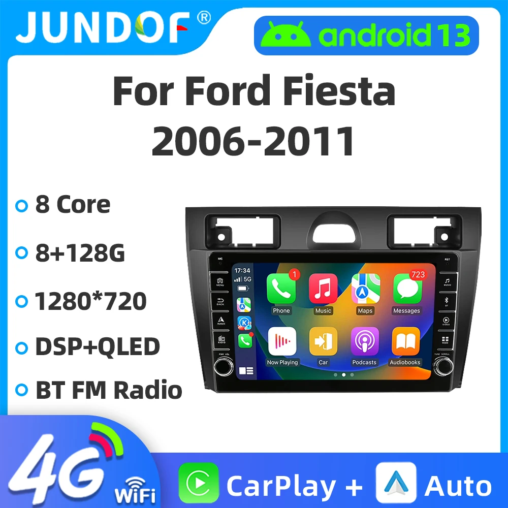 Автомагнитола на Android для Ford Fiesta Mk VI 5 Mk5 2002-2008, Автомобильная Мультимедийная система Raio, GPS-навигация, 4G-плеер, стерео, 2 Din, DVD, стерео