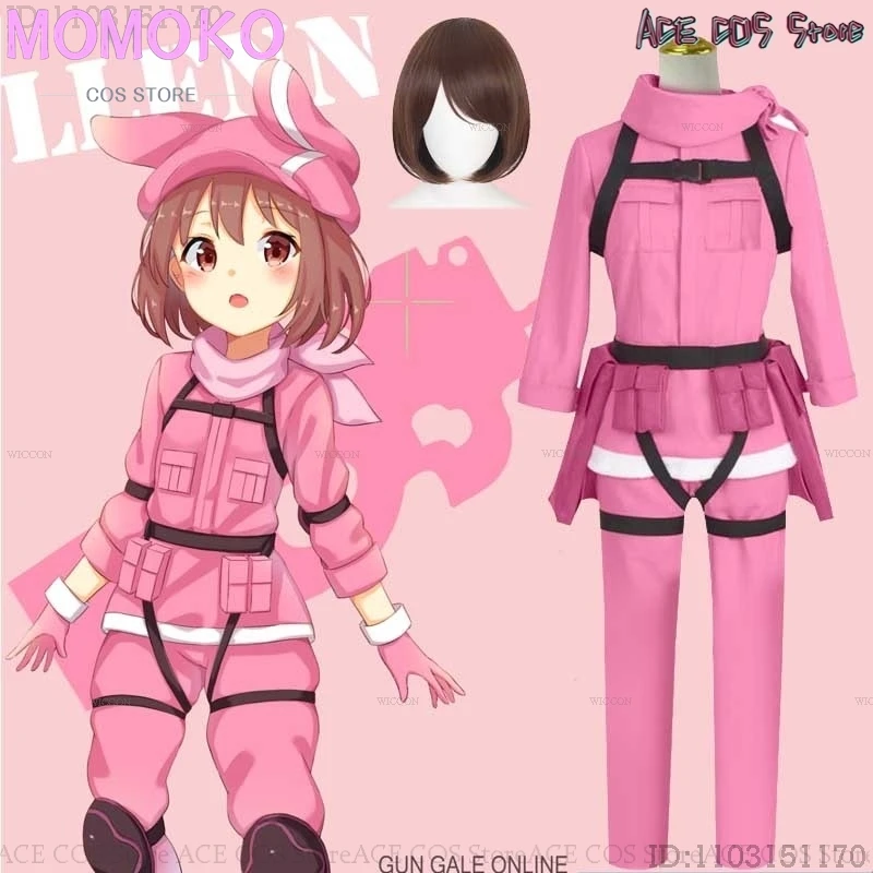 Kohiruimaki Karen Косплей Лоли Девушки Розовый Дьявол Наряд Костюмы LLENN Ren Хэллоуин Аниме Ролевая Игра Sword Art Gun Gale Online