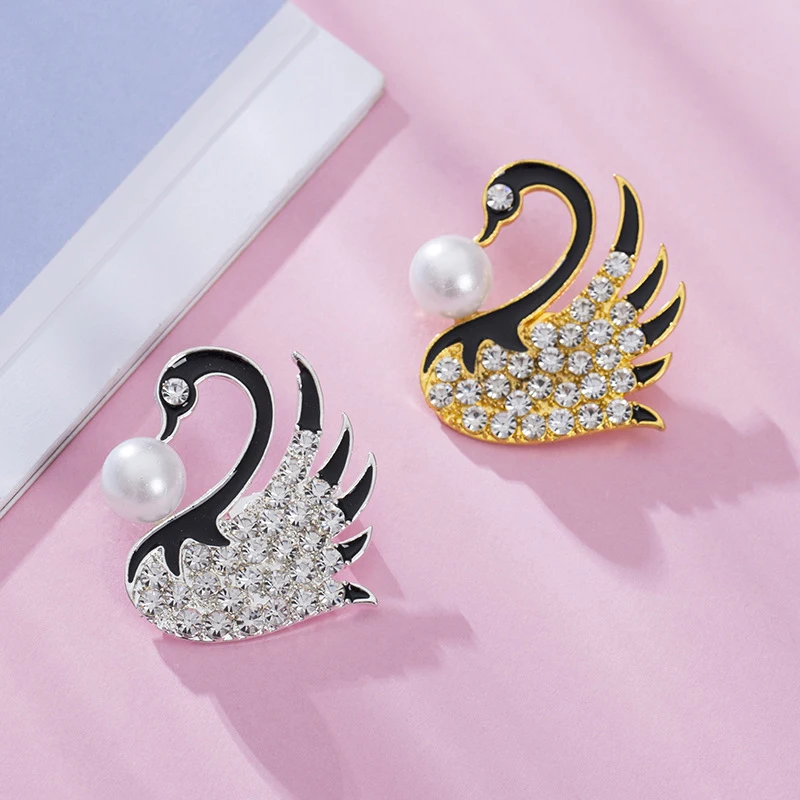 Фото 1pc Fashion Pearl Swan Brooch Pins для женщин Элегантная животное отволовая штифта одежда №4