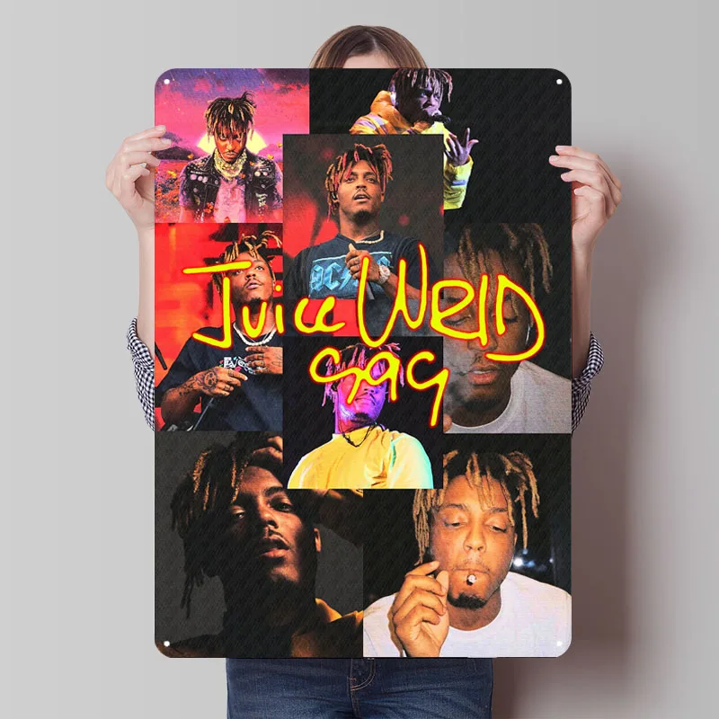 Juice WRLD Коллаж Металлический Плакат Декор для Украшения Комнаты Пользовательские Металлические Оловянные Вывески для Настенного Художественного Украшения Винтаж Домашний Декор Мужчины
