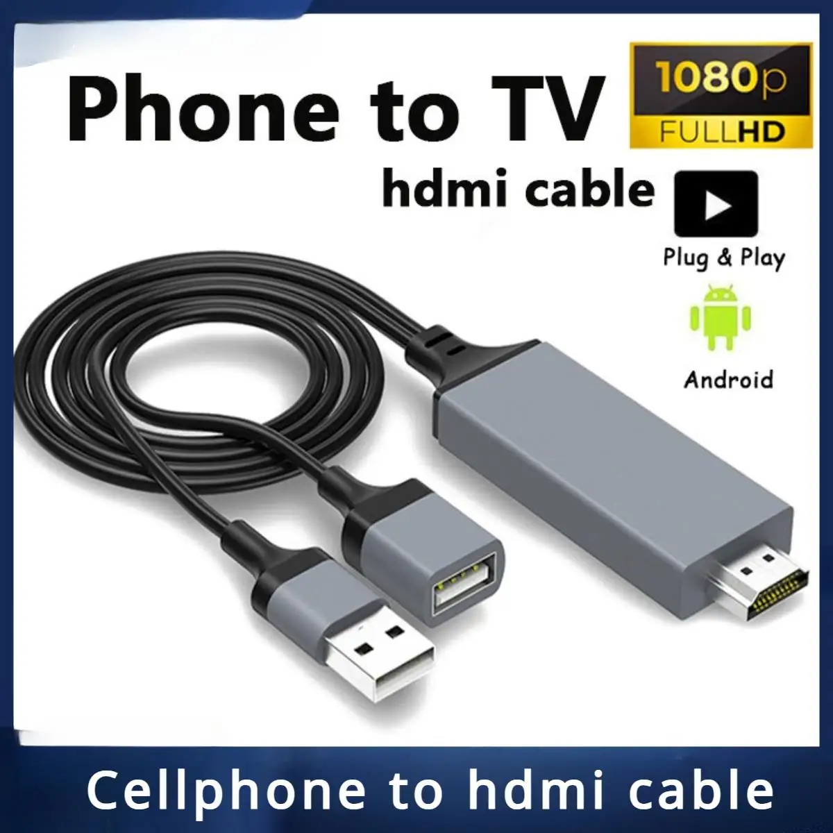 1 м кабель для телефона к телевизору кабель HDMI к мобильному телефону Plug Play 1080P HDMI разъем Usb к Hdmi адаптеру
