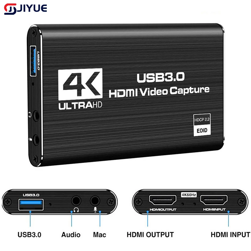 Usb 3.0 4K HDMI-совместимая карта видеозахвата 1080P HD-камера записывающая коробка HDMI-совместимая с ПК Видеозаписывающее Устройство для прямой трансляции