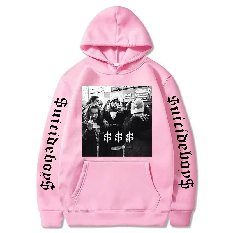 Фото Толстовка с капюшоном и принтом Suicideboys, пуловер с длинными рукавами, флисовый передний карман, новая популярная уличная модная уличная одежда №4
