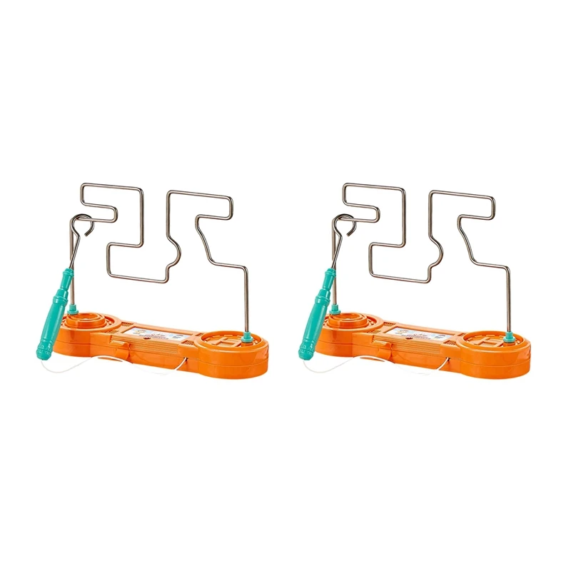 2X Bump Maze Toy Electric Dont Buzz The Wire Game Классическая настольная игра-головоломка Ретро-игрушки для семейного сбора, оранжевый