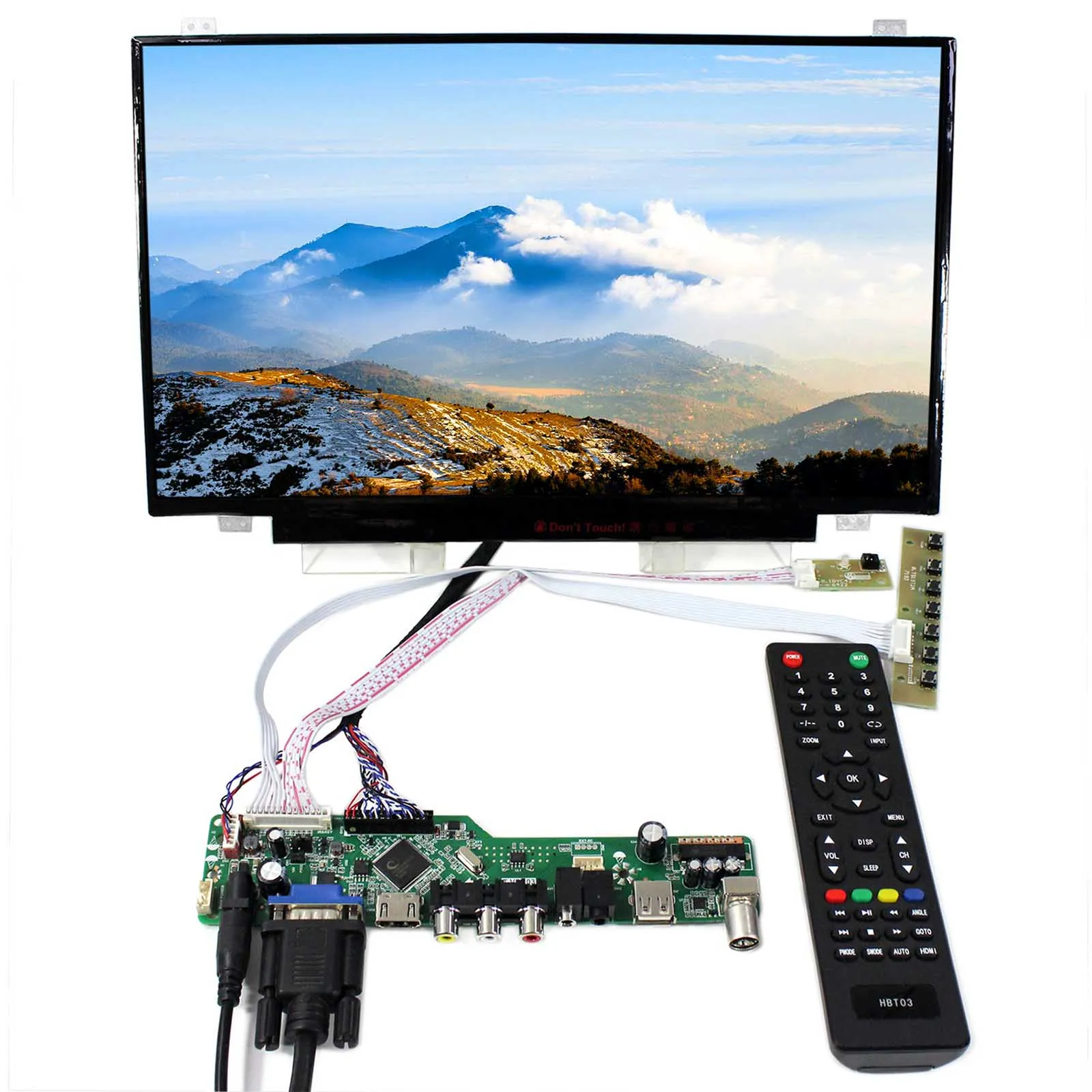 14-дюймовый Трансмиссия LVDS WLED ЖК-монитор + HDM I USB плата контроллера VGA AV + пульт дистанционного управления