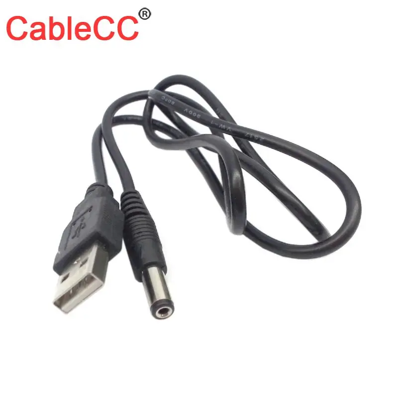 CY кабель 80 см USB 2,0 A Тип папа до 5,5x2,5 мм 5 в постоянного тока штепсельная вилка цилиндрический соединитель зарядный кабель