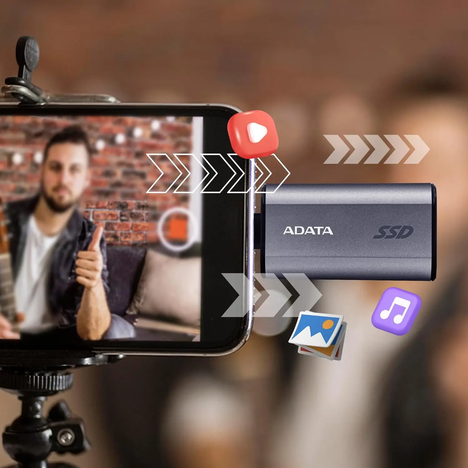 Портативный твердотельный накопитель ADATA SC750, внешний твердотельный накопитель 500 ГБ1000 ГБ2000 ГБ, USB Type-C 3,2 Gen 2 (3,1 Gen 2), черный титан (art.: 3920d1d9cb9de) - 3920d1d9cb9de