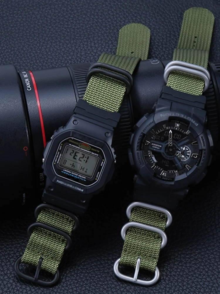 Фото Для ​ ​ Нейлоновый ремешок для часов Casio GSHOCK DW-5600/D5600/8900/9050/9051, специальный интерфейс, 5-кольцевая конструкция, легкий комфорт, 16X22 мм №4