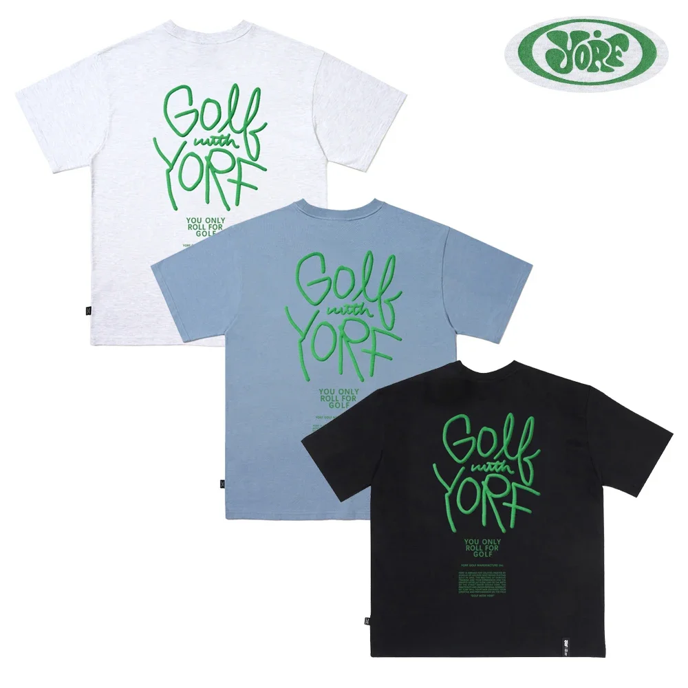 Футболка YORF GOLF 24SS Мужская/женская с принтом, модная спортивная одежда для гольфа, круглый вырез, короткий рукав, 100% хлопок, лето