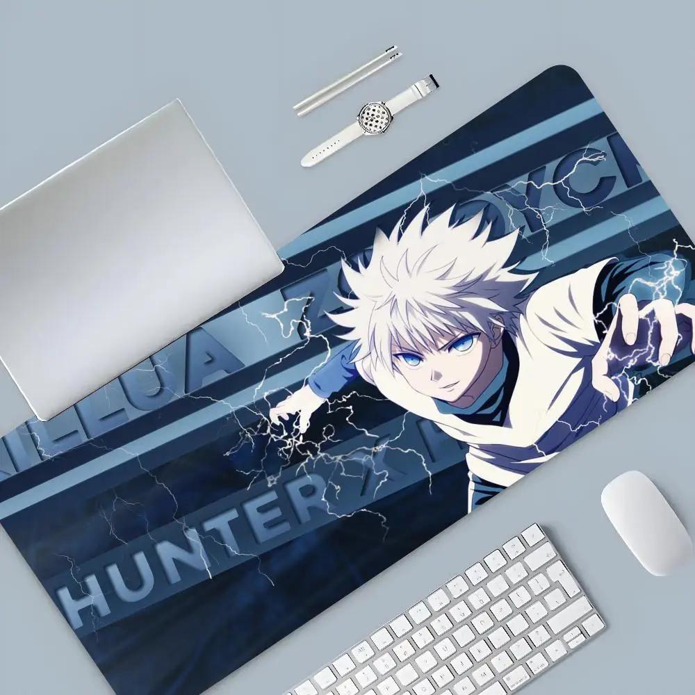 Фото Коврик для мыши в стиле аниме Hunter x Hunter Killua, большой игровой коврик с мультяшным рисунком, компьютерный игровой коврик для клавиатуры, Настольный Коврик Для Мыши для ПК №3