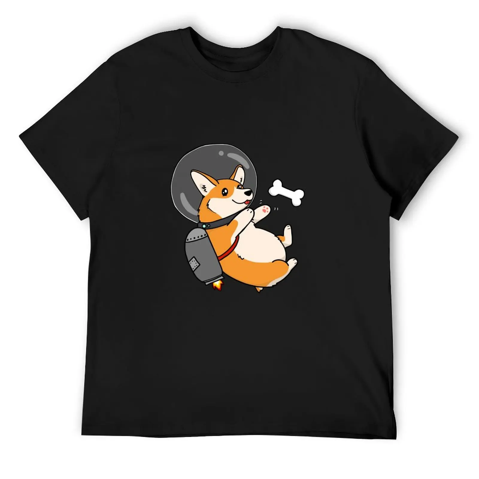 Футболка Chubby Space Jetpack Corgi, винтажная футболка с рисунком, простые рубашки, мужская футболка с рисунком