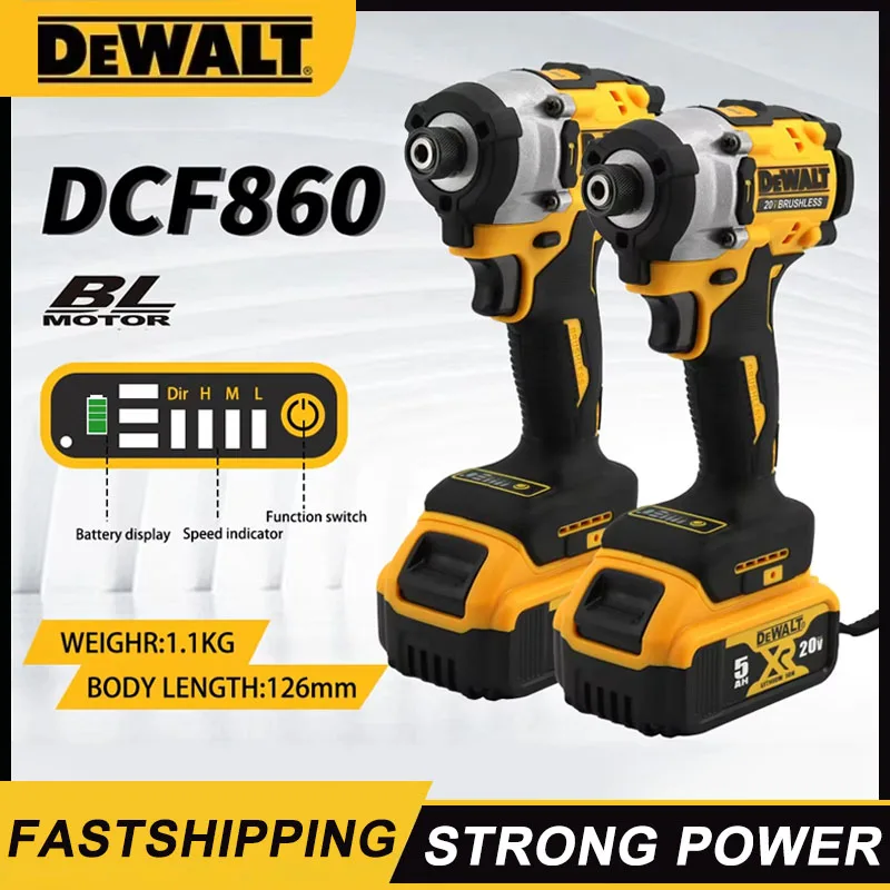 Dewalt DCF860 Аккумуляторная компактная дрель/шуруповерт 20 В Бесщеточная электрическая дрель-отвертка Перезаряжаемые электроинструменты DCF850 Модернизированная
