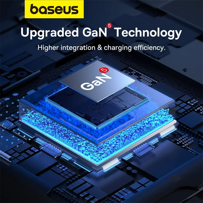 Фото Зарядное устройство Baseus GaN 65 Вт, USB-зарядное устройство PD Charge Type C, поддержка PD QC PPS, портативное быстрое зарядное устройство для iPhone 15 14 13, зарядное устройство для ноутбука №3