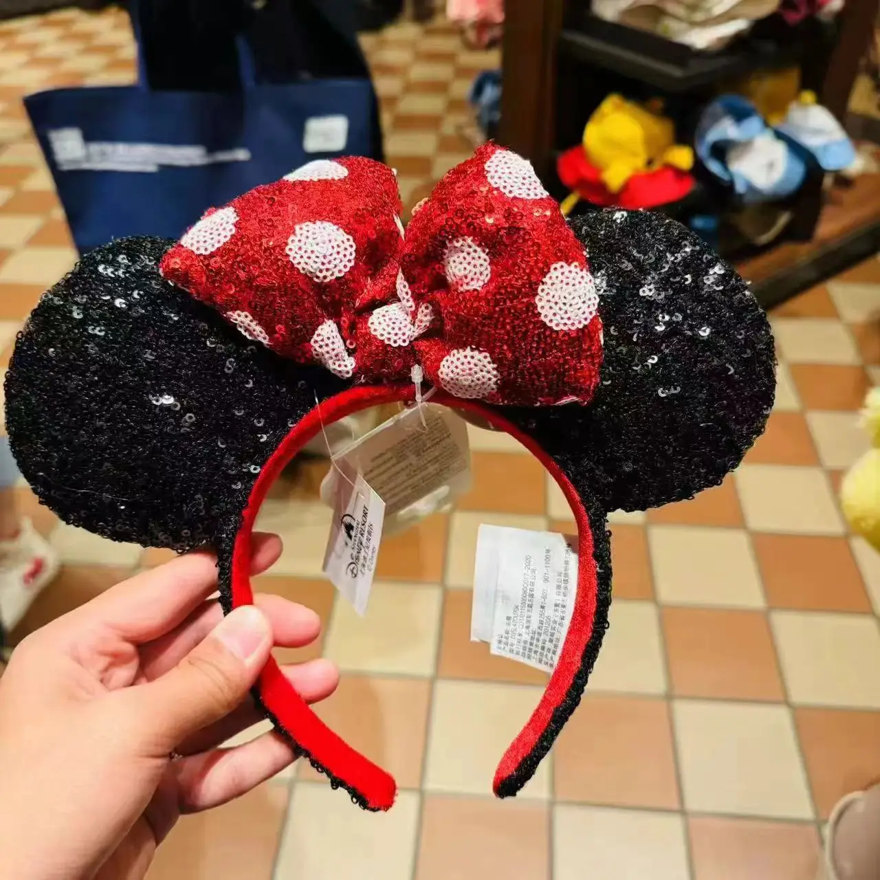 Фото Повязка на голову с ушками «мышь» Disney для девочек и взрослых, повязка на голову с бантом в горошек для фестиваля, аксессуары для волос «сделай сам» для путешествий №4