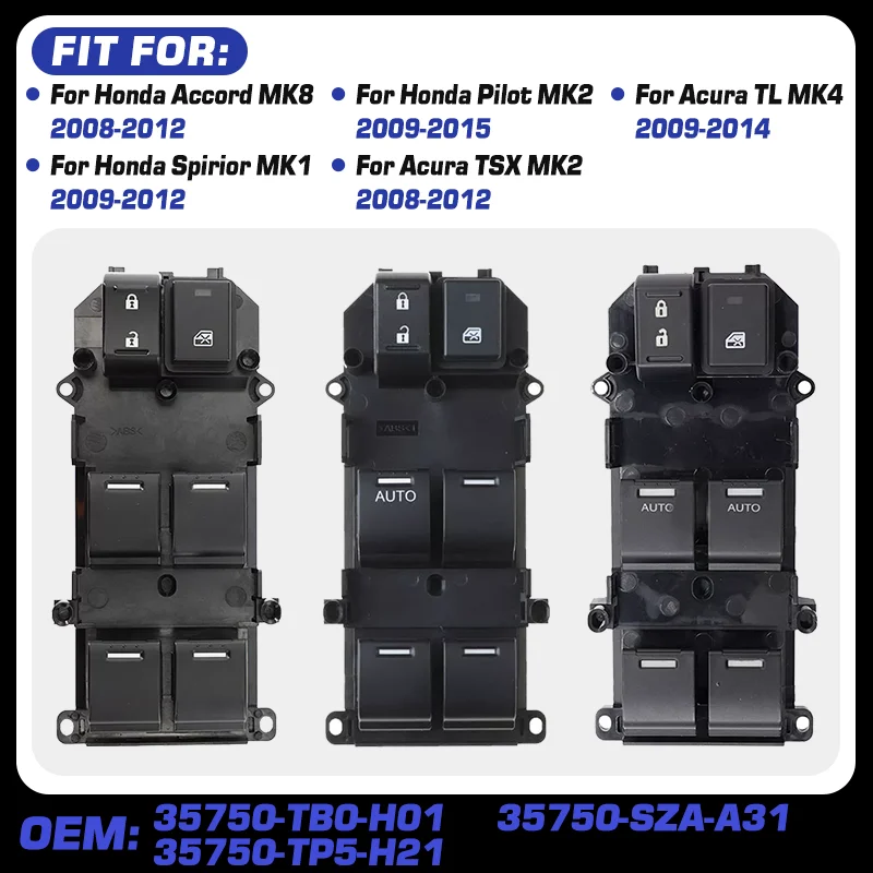 Для Honda Accord MK8 Honda Spirior MK1 Honda Pilot MK2 Acura TL Acura TSX 2008-2012 Кнопка главного переключателя стеклоподъемника 33+4 контакта
