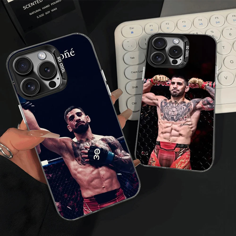 Чехол для телефона Ilia Fighting T-Topuria для iPhone 16,15,14,13,12,11, Pro, Max, Plus, Mini, XS, SE, черный матовый жесткий бампер с защитой от падения