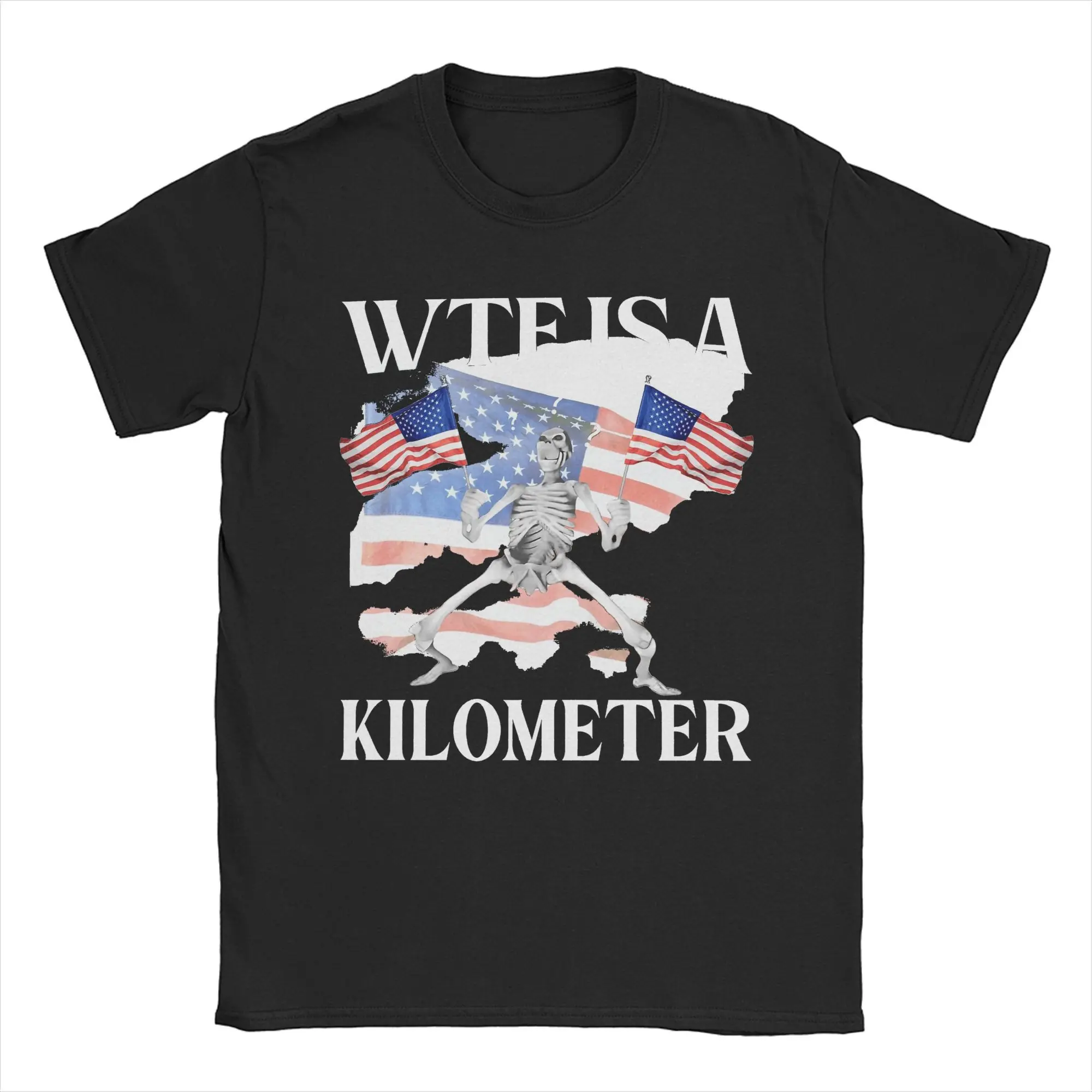 Мужские футболки Wtf is a kilometer, забавный скелет, мем, крутые футболки из чистого хлопка, футболки с короткими рукавами, уникальная одежда с круглым вырезом