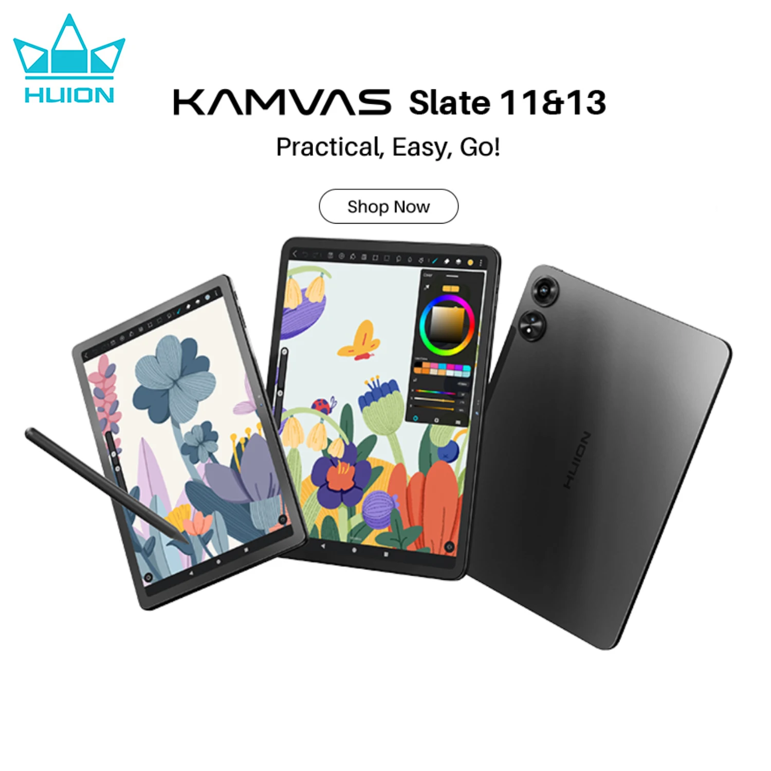 Планшет Huion Android 14, планшет Kamvas 11/3, блокнот для рисования, портативные графические планшеты, похожие на бумагу, цветное письмо природе, двойная камера