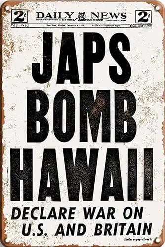 1p,CN-Tin Sign Japs Bomb Hawaii Declare War On США и Великобритании, металлические настенные вывески, жестяные таблички или бар, кухня, дом, мужчина, пещера, кровать