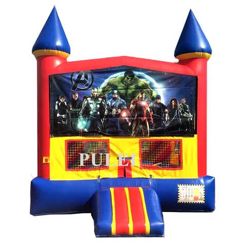 Фото Самый продаваемый Bounce House, развлечения на открытом воздухе, коммерческий надувной замок из ПВХ, прочный воздушный перемычка для лунной прогулки, тематические баннеры с воздуходувкой №4