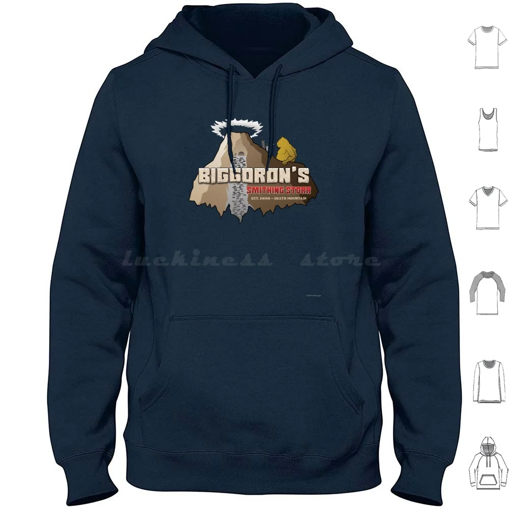 Biggoron’s Smithing Storr Hoodie Cotton Long Sleeve Legend Of Ocarina Of Time Loz Oot N64 Link Goron Death Mountain