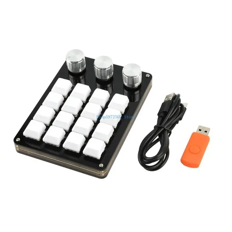 Фото Y3nc ​​16keys Macropad с 3 -ручки программирования клавиатуры для редактирования игрового видео №5