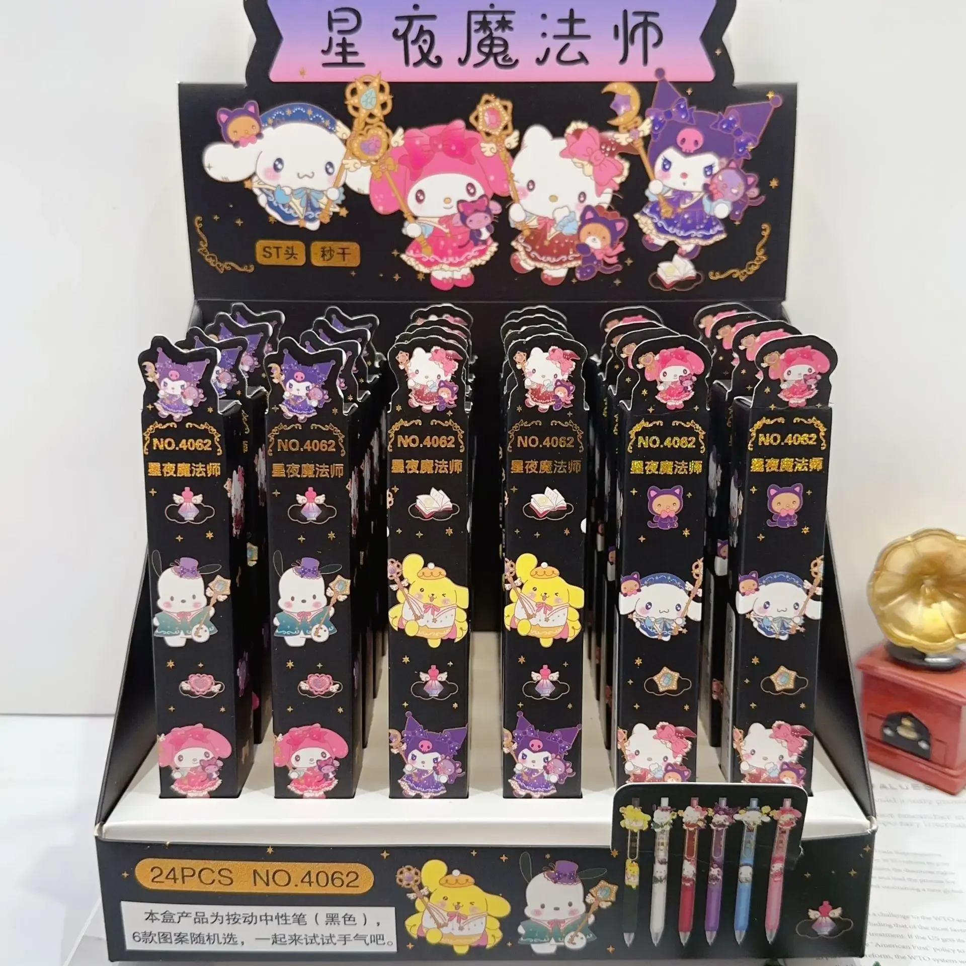 24 шт., новинка, Sanrio, нейтральная ручка, металлическая наклейка, ручка, мистическая коробка, канцелярские принадлежности для студентов, детский подарок