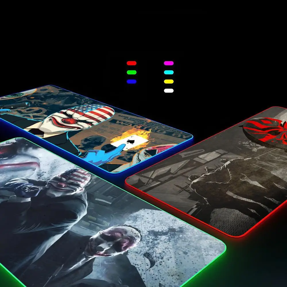 Геймерский коврик для мыши Payday 2 RGB, коврик для клавиатуры, игровой коврик для мыши для ноутбука, Настольная защита, аниме коврики