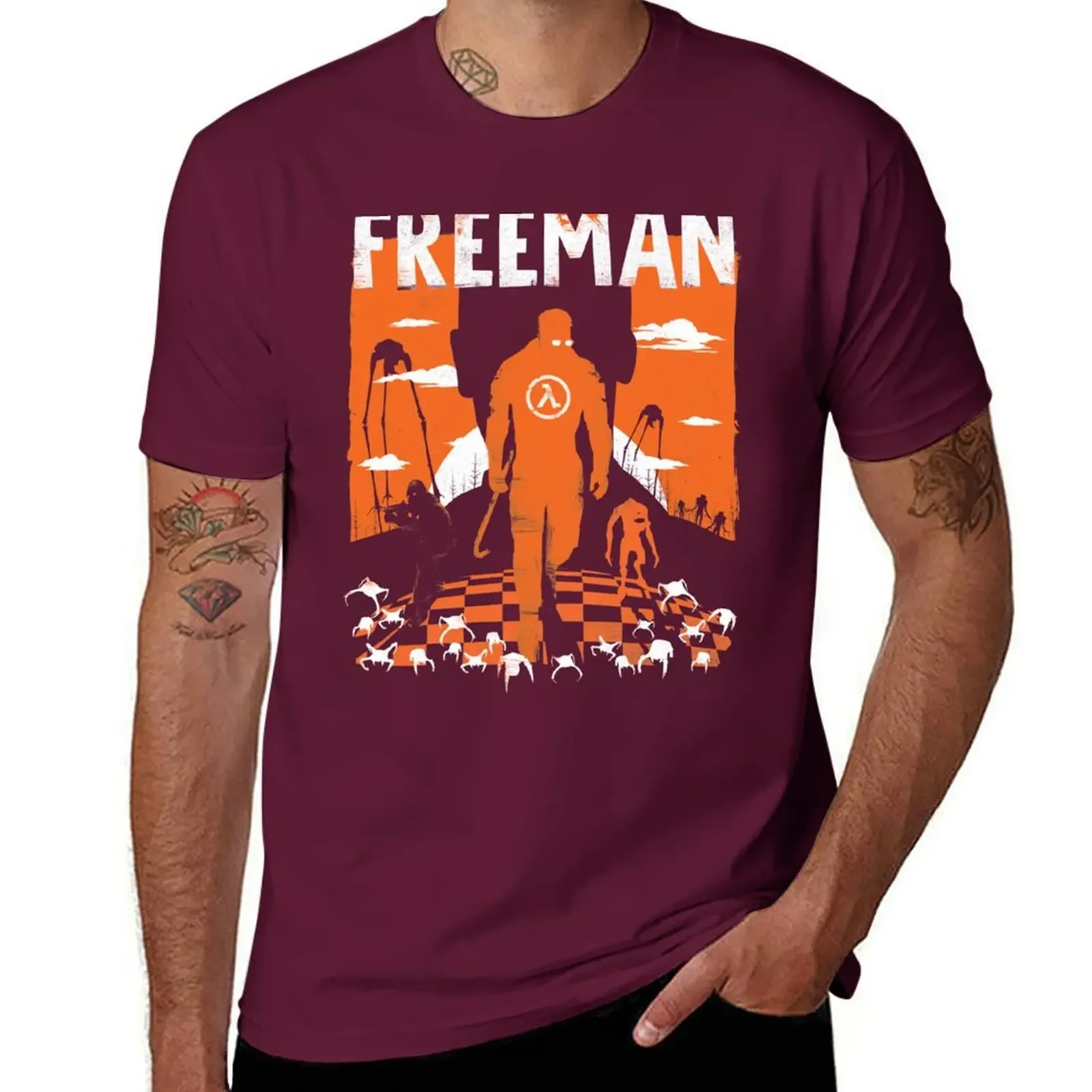 Фото Новая модная Тяжелая винтажная рубашка The Freeman, футболка Half life, спортивные топы для фанатов для мальчиков, Мужская хлопковая футболка №2