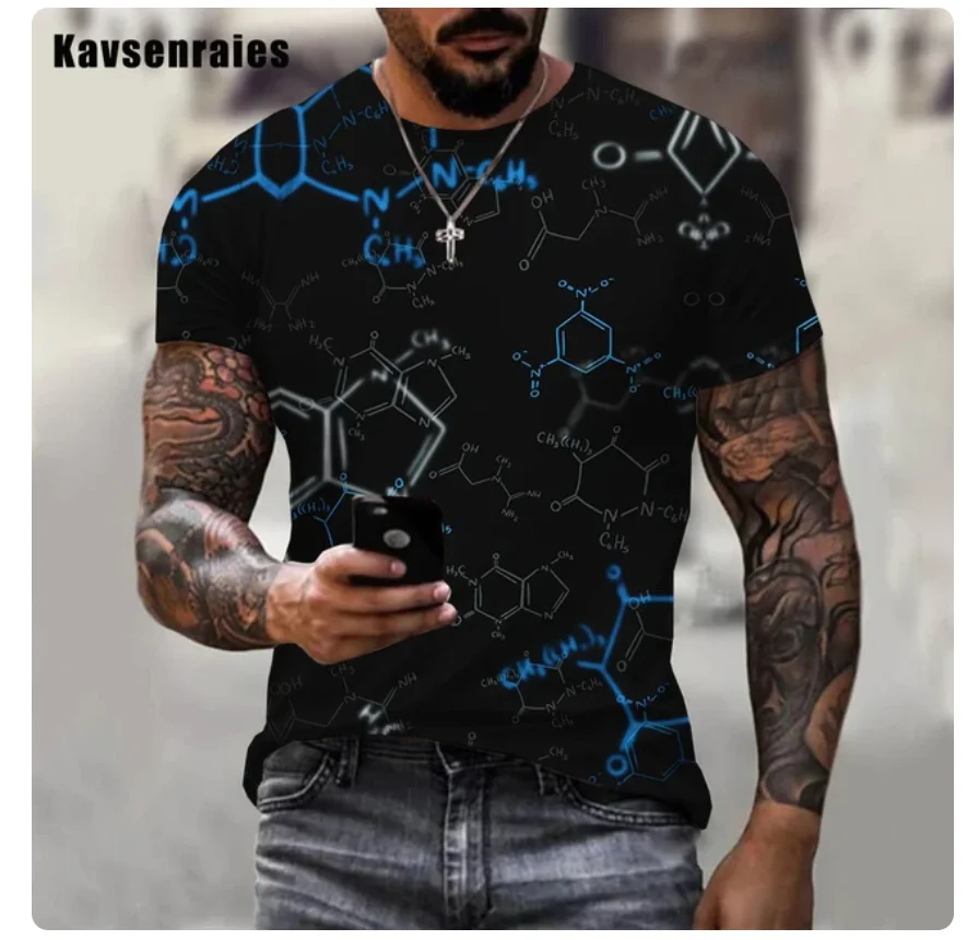 Фото Kaus Pria Dicetak 3D персидские кимия Matematika 2022 Kaus Kasual Mode Uniseks Keren Lucu №2