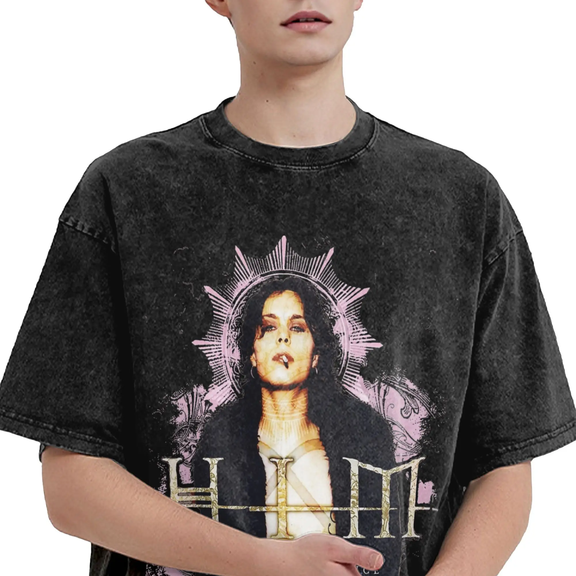 Фото Him Band Razorblade Romance HQ Футболка Heartagram Ville valo Крутые футболки с короткими рукавами Футболка с пляжным круглым вырезом Футболки большого размера №4