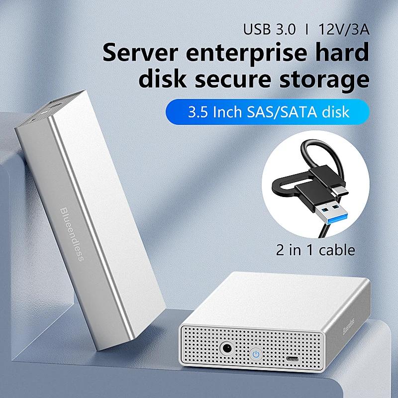 Док-станция для жесткого диска Blueendless SAS, корпус для жесткого диска SAS/SATA из алюминиевого сплава
